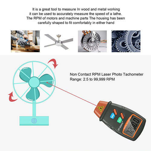 Non Contact Handheld RPM Laser Photo Tachometer