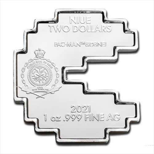 Uniquely shaped 2021 Niue 1oz .999 Silver PAC-MAN