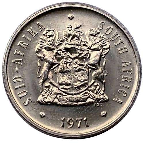 1971 South Africa 20c   uncirculated nickel