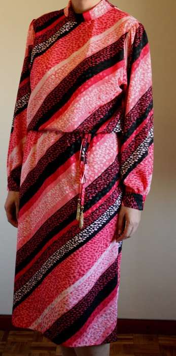 Pink diagonal stripe dress (1970s)