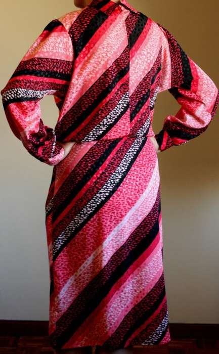 Pink diagonal stripe dress (1970s)