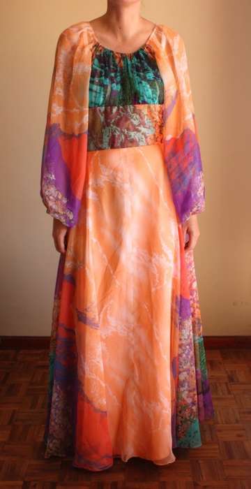 Rare Italian floral chiffon dress (1970s)