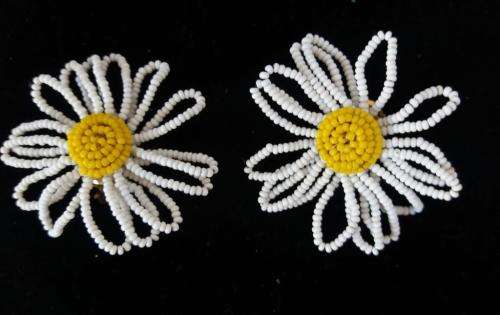 Beaded daisy clip-on earrings (1960s)