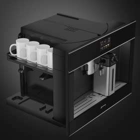 Smeg 60cm x 45cm Dolce Stil Novo Black Automatic Coffee Machine with Stainless Steel Trim
