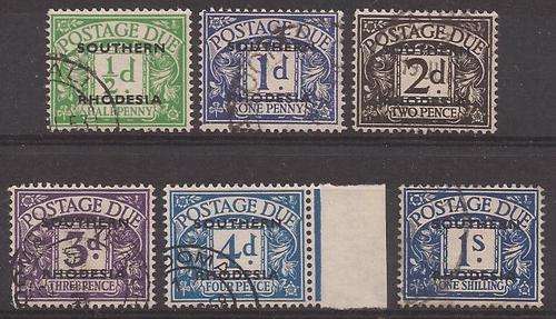 STUNNING VFU SOUTHERN RHODESIA POST DUE COMPLETE SET TO 1/-