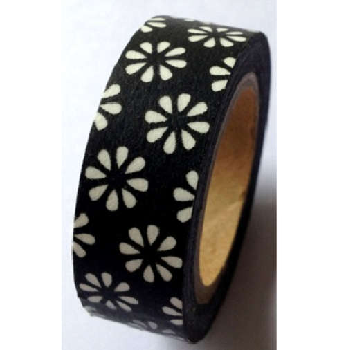 Black and White Flowers Washi Tape