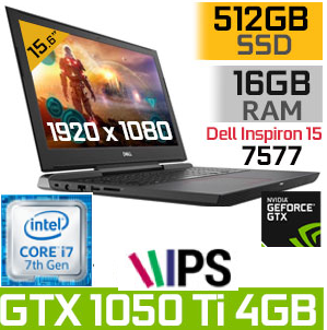 **GAMING**DELL 15 7577 Firelords**7th Gen QUAD Core i7**16GB**512GB SSD**GTX 1050Ti**