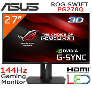 ASUS ROG SWIFT PG278Q 27` 3D WQHD 2560x1440 LED 1ms 144Hz Gaming Monitor