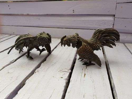 Heavy Vintage Silver plated Fighting cocks A 1 SP