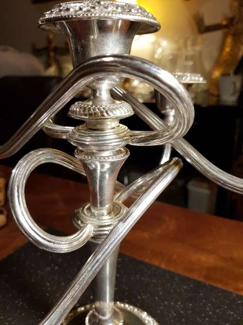 Large Heavy Silver Color 5 Candle Candle Holder