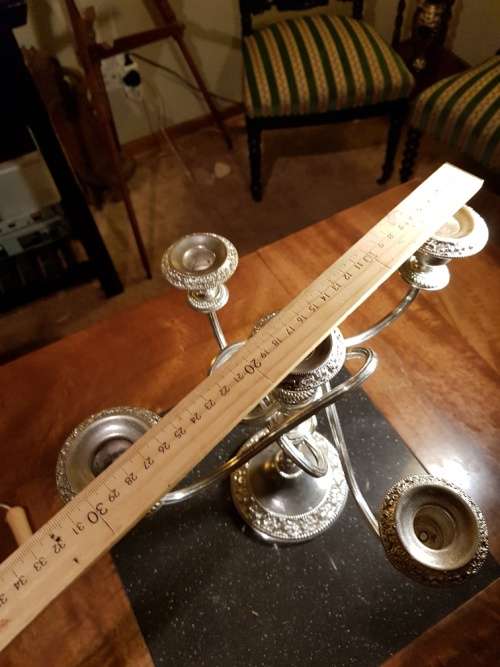 Large Heavy Silver Color 5 Candle Candle Holder
