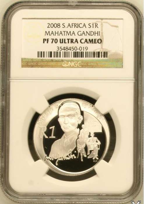 2008 Mahatma Gandhi Silver R1 PF70  Ultra Cameo