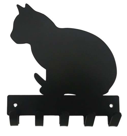 Cat Sitting Key & Leash Holder - 5 Hooks