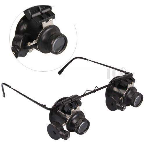 Jeweler Watch Repair 20X Binocular Magnifier Magnifying Loupe Lens LED Light