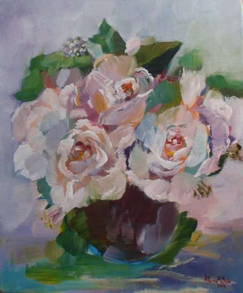 Abstract full blown roses - original Arlene McDade.