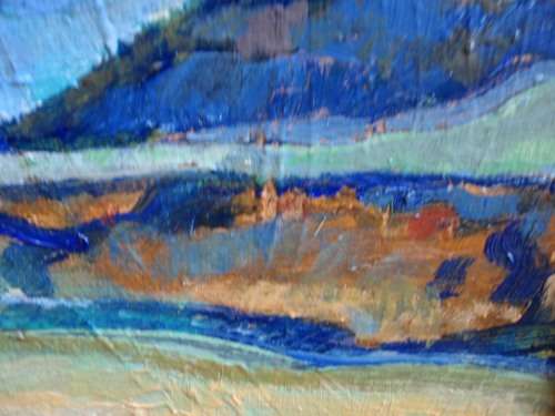 VINTAGE - INTERESTING ORIGINAL OIL by FARNHAM 1986 - POST IMPRESSIONISM STYLE LANDSCAPE