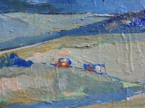 VINTAGE - INTERESTING ORIGINAL OIL by FARNHAM 1986 - POST IMPRESSIONISM STYLE LANDSCAPE
