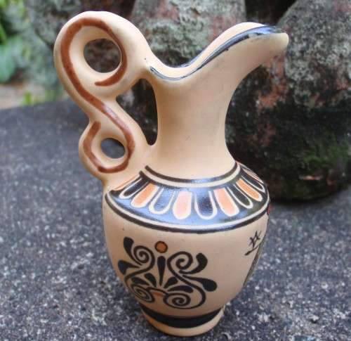 Greek hand painted miniature jug. Signed by the artist. Perfectly painted in miniature scale.