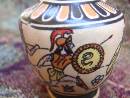 Greek hand painted miniature jug. Signed by the artist. Perfectly painted in miniature scale.