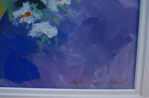 Original Maureen Hood - impressionist still life. Minimalist lime wash frame - stunning piece!