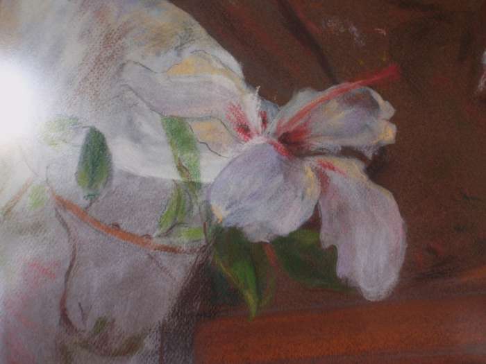 Original by E.Pampallis - sophisticated gouache and pastels. Study in Brown.  Framed behind glass.