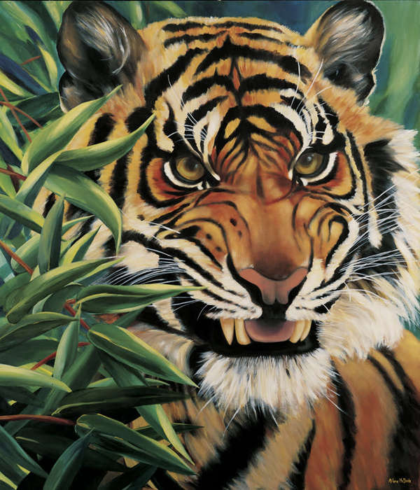 Large original Arlene McDade painting - Endangered - well below gallery price.