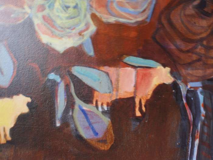 Stunning large abstract original oil on canvas by Angie Arbuthnot. Twilight. Documented KZN artist.