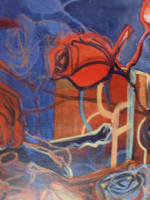 Stunning large abstract original oil on canvas by Angie Arbuthnot. Twilight. Documented KZN artist.