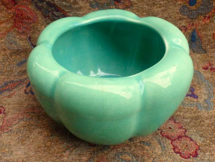 Gorgeous Pumpkin Vase - Fabulous jade-green colour.  Has `6`on base.