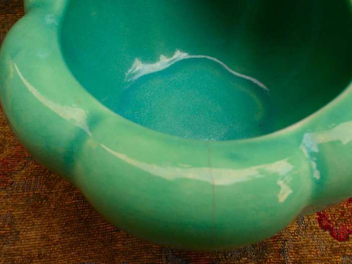 Gorgeous Pumpkin Vase - Fabulous jade-green colour.  Has `6`on base.