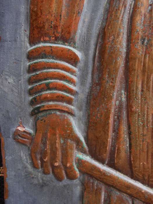 Authentic Maasai Warrior copper panel by Kenya`s artist Nafulla. Collectible African artistry.