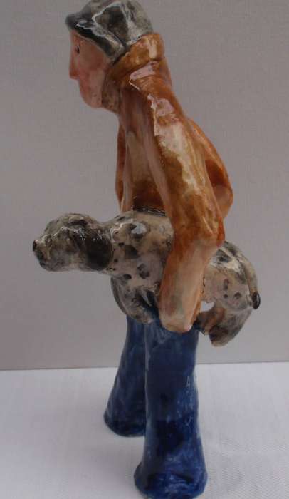 Pottery. Pet Lovers. Whimsical - weird -  wonky and wonderful.  Unique set of three adorable pieces.