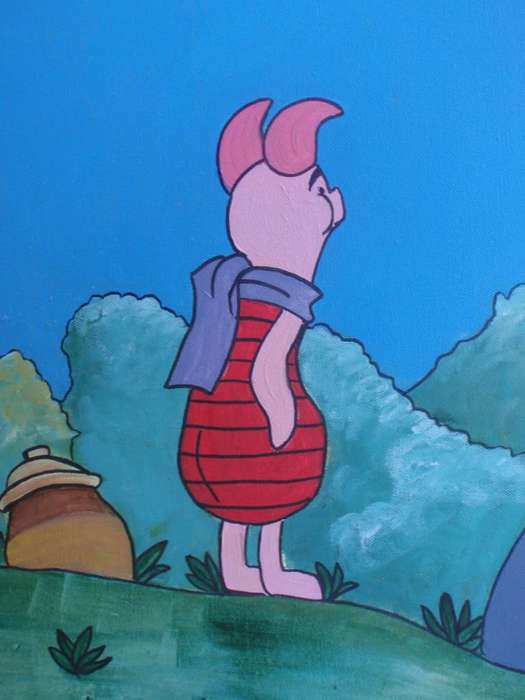 Winnie The Pooh and Friends - Original painting on canvas on stretcher frame. Signed.