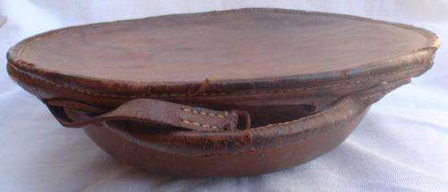 VINTAGE BRITISH MILITARY,COLLECTABLE -  COPPER & LEATHER 'WASH BASIN' - USED BY OFFICER IN THE FIELD