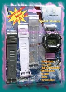 JT - SPORTS WATCH with interchangable Bands with EL Light