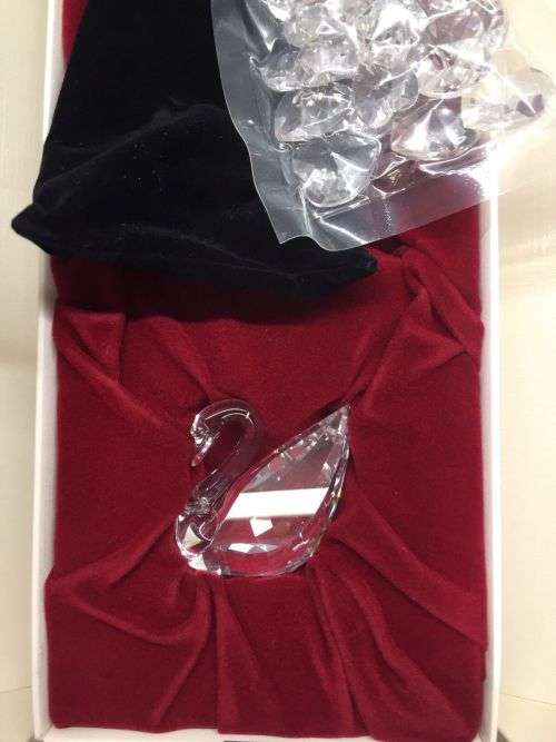 Swarovski Crystal Solid Swan and Bag Of Hearts
