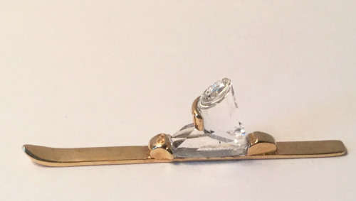 Swarovski Crystal Memories Moments Ski Boot Gold Plated