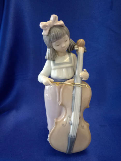 Lladro Nao Girl Playing Cello