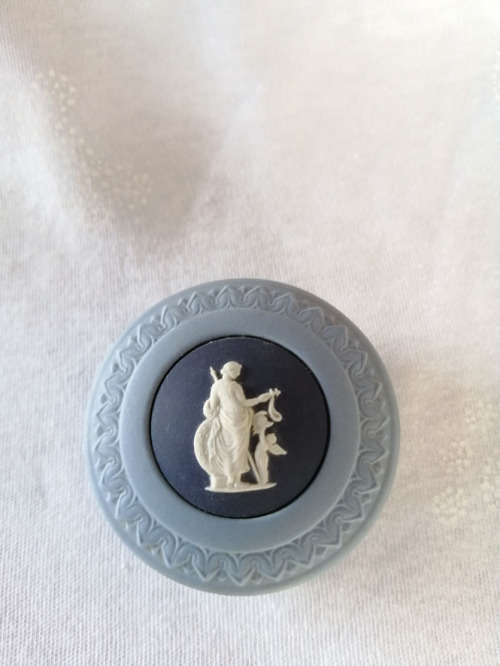 Vintage Wedgwood Jasper Blue Pill Pot  #