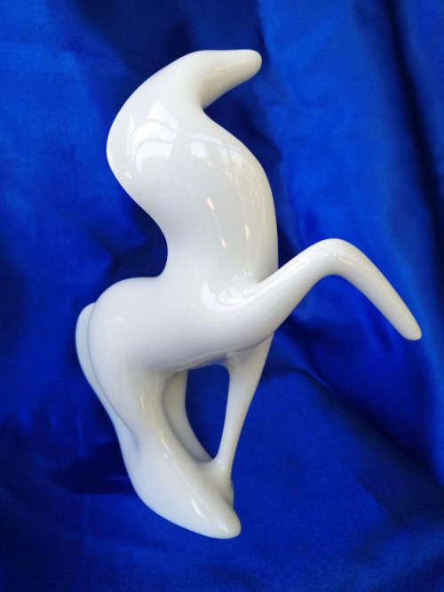 Beautiful White Royal Dux Prancing Horse Contemporary Abstract Czech Design