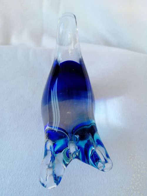 Vintage Studio Glass Blue Bird Paperweight