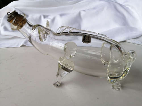 Vintage Kumela Art Glass `Gin Pig` Decanter, Finland, 1960s // Hand Blown Scandinavian Modern Glass