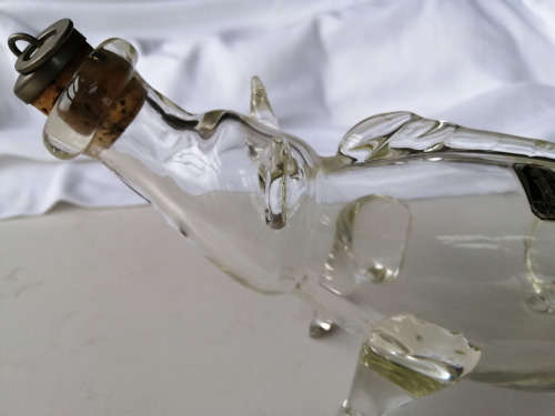 Vintage Kumela Art Glass `Gin Pig` Decanter, Finland, 1960s // Hand Blown Scandinavian Modern Glass