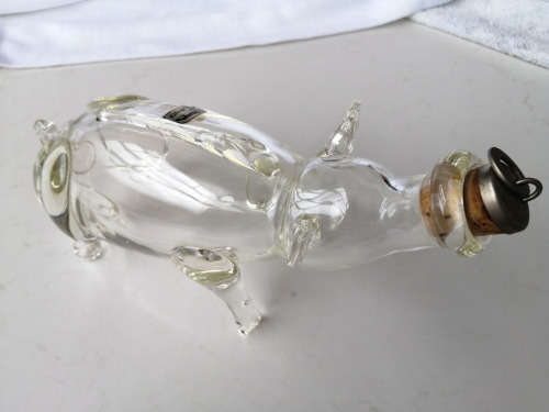 Vintage Kumela Art Glass `Gin Pig` Decanter, Finland, 1960s // Hand Blown Scandinavian Modern Glass