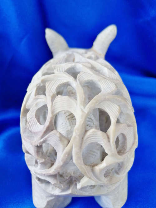 Large stone pig with baby pig inside hand carved *