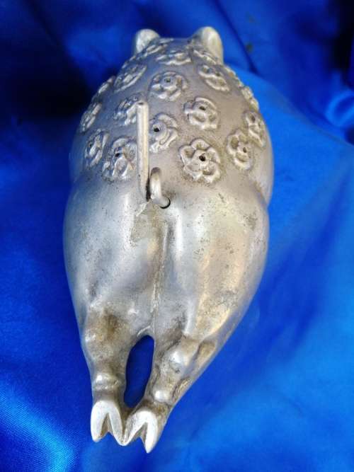 Old Metal Chubby Pig Hatpin Holder #
