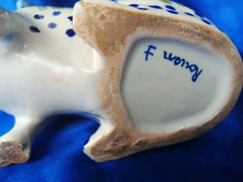 19th Century Desvres French Faience Pig Flower Frog Antique France *