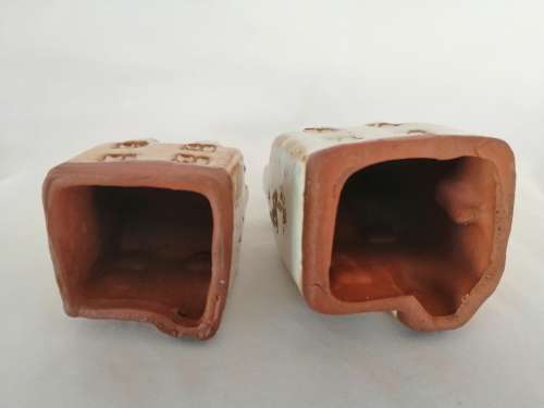 Miniature House - Two tall Clay Glazed Houses