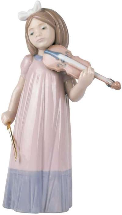 Lladro Nao Figurine Girl with Violin  Music