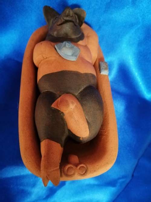 Vintage Large Pottery Pig having a Bath